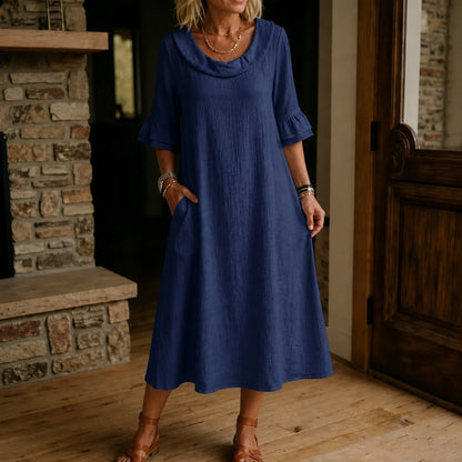 Gauze Cowl Neck Maxi Dress