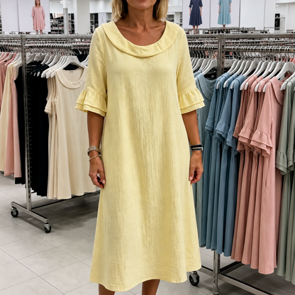 Gauze Cowl Neck Maxi Dress