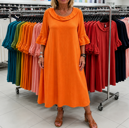 Gauze Cowl Neck Maxi Dress