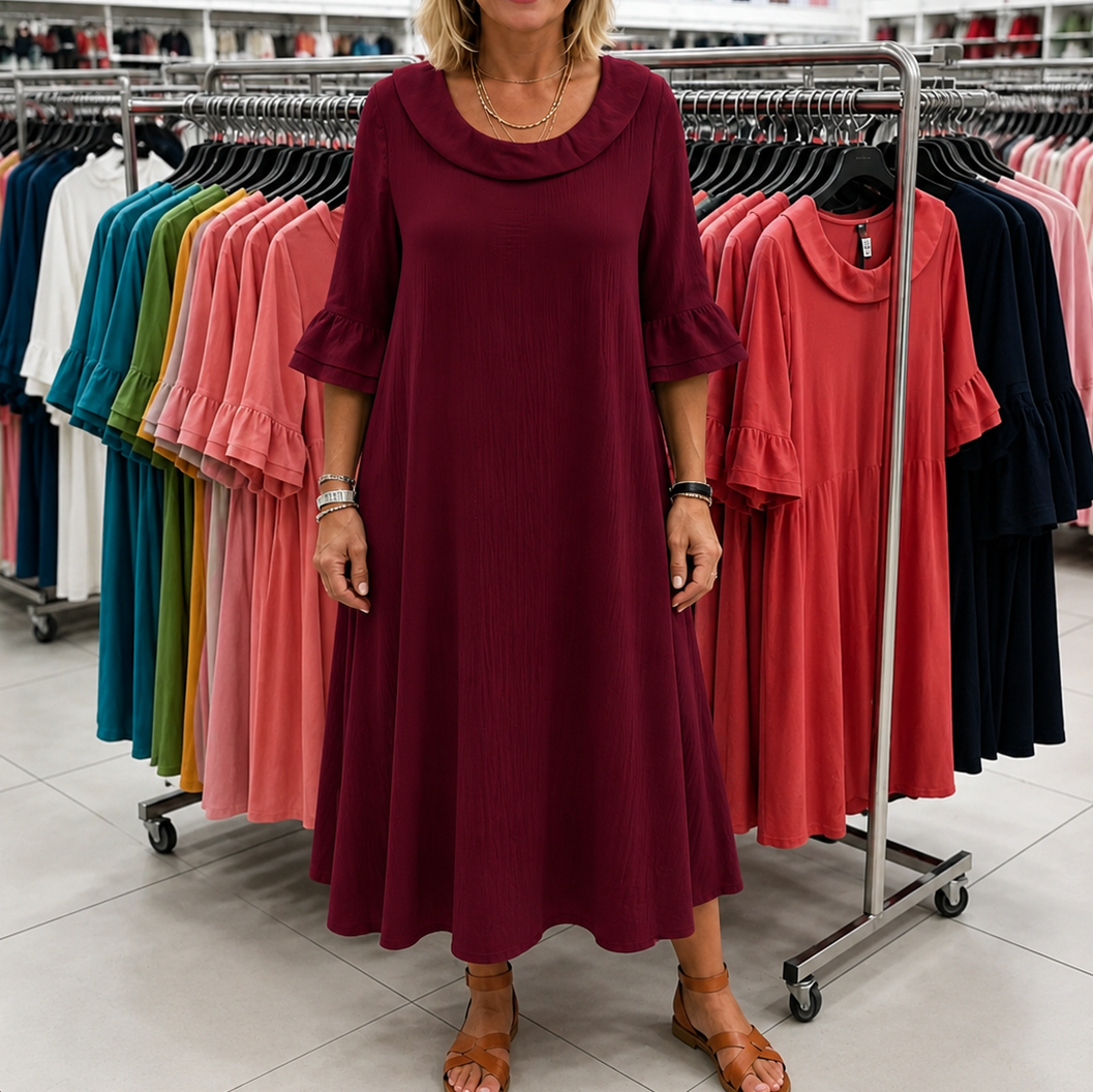 Gauze Cowl Neck Maxi Dress