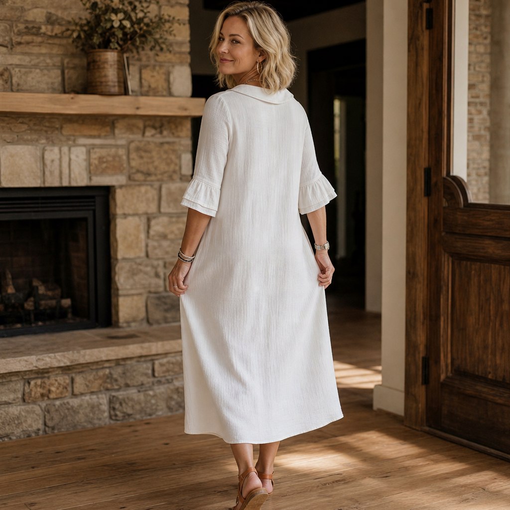 Gauze Cowl Neck Maxi Dress