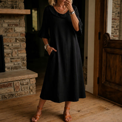 Gauze Cowl Neck Maxi Dress