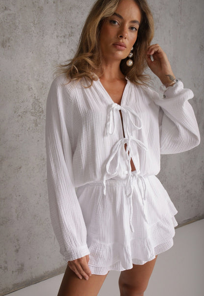 Gauze Long Sleeve Two Piece Set