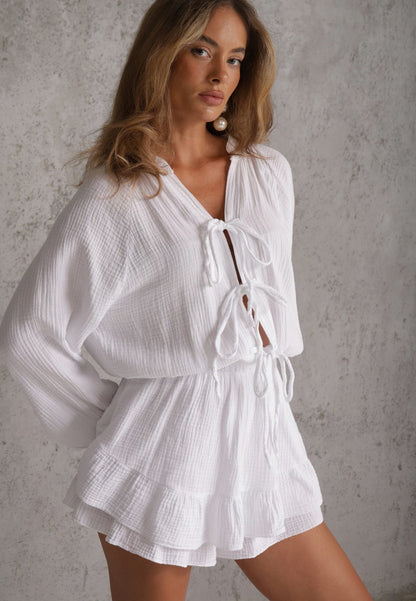 Gauze Long Sleeve Two Piece Set