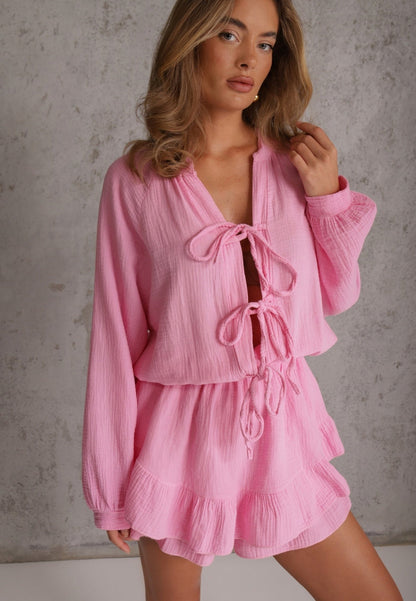 Gauze Long Sleeve Two Piece Set