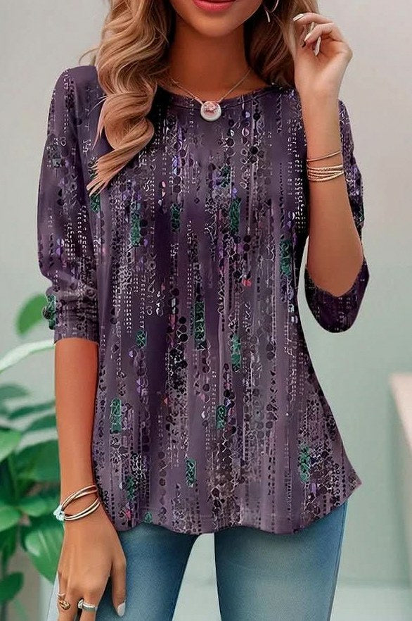 Geometric 3/4 Sleeve Tunic Top