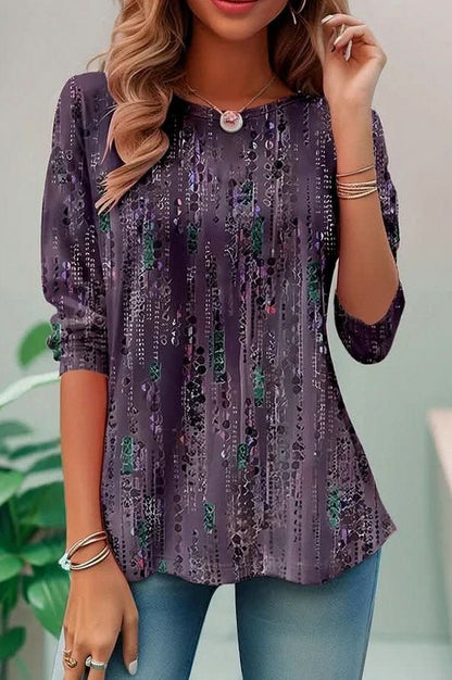 Geometric 3/4 Sleeve Tunic Top