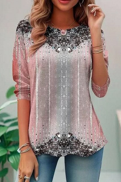 Geometric 3/4 Sleeve Tunic Top