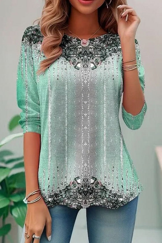 Geometric 3/4 Sleeve Tunic Top