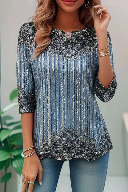 Geometric 3/4 Sleeve Tunic Top