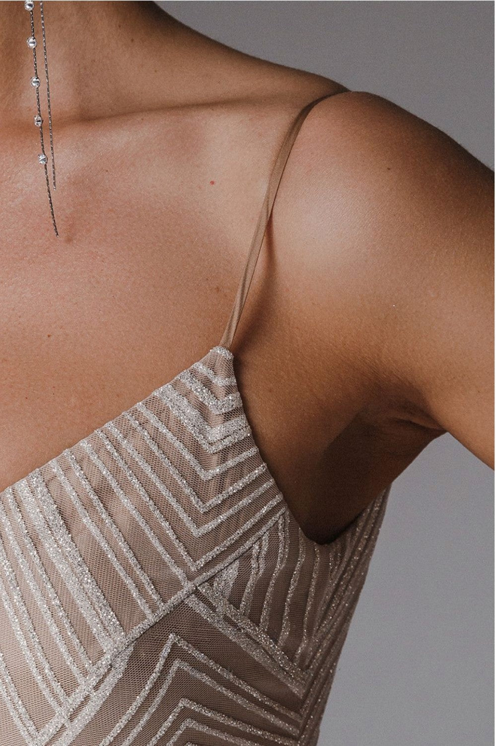 Geometric Sweetheart Spaghetti Strap Maxi Dress