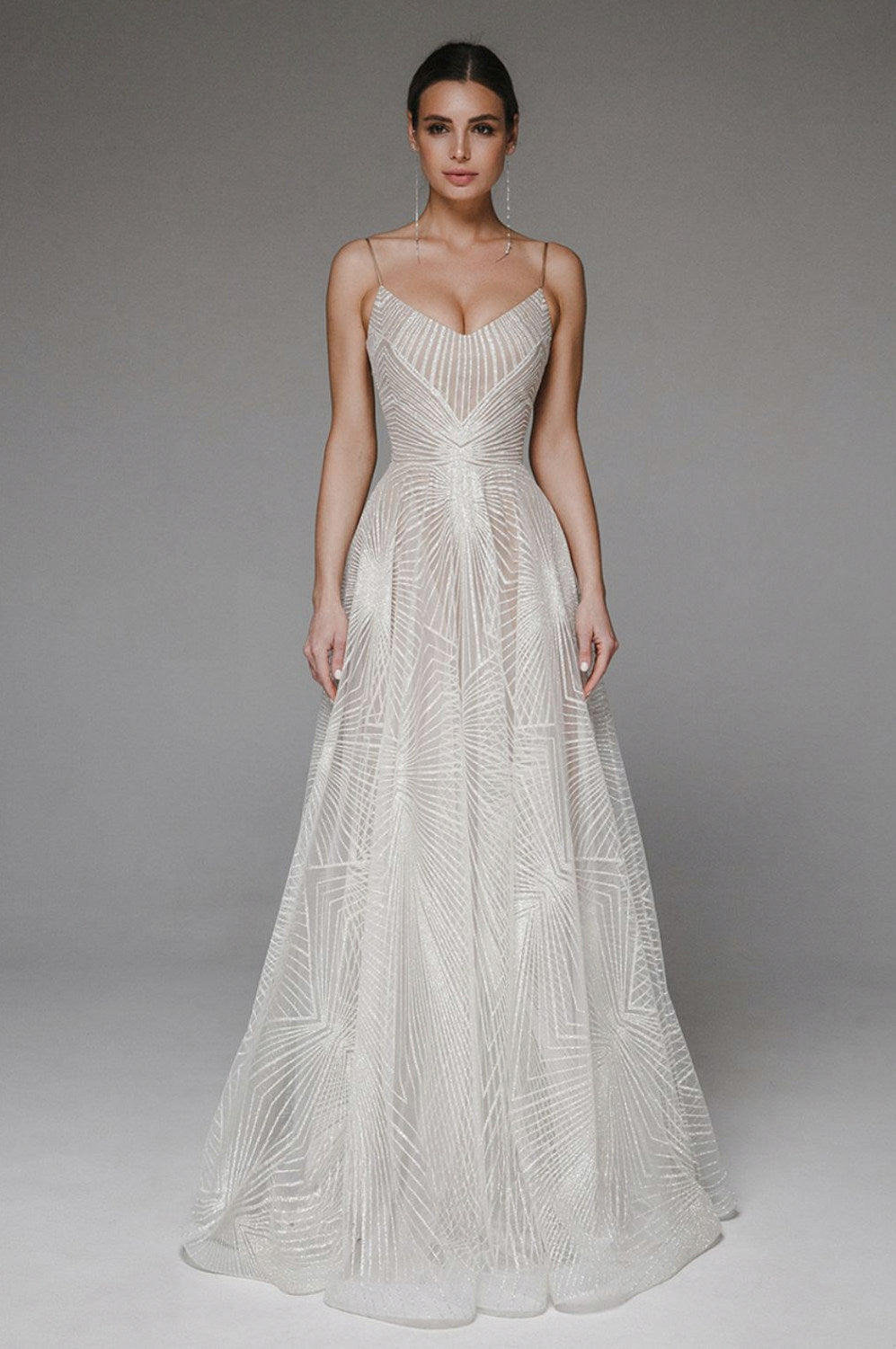 Geometric Sweetheart Spaghetti Strap Maxi Dress