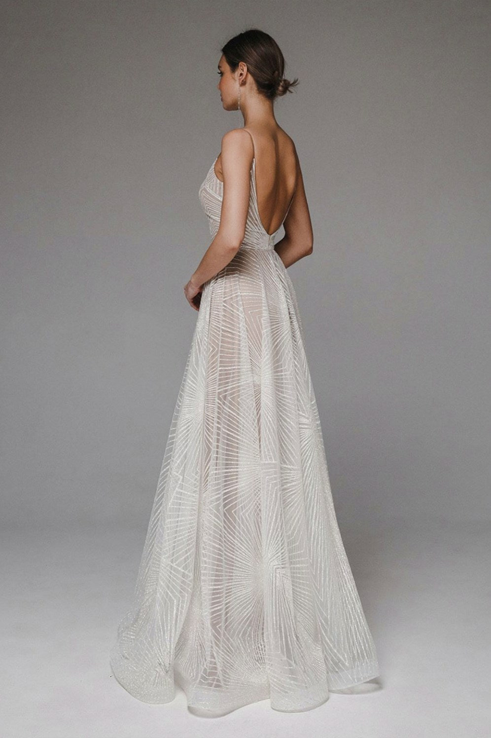 Geometric Sweetheart Spaghetti Strap Maxi Dress