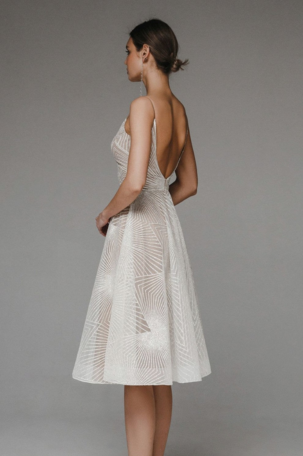 Geometric Sweetheart Spaghetti Strap Maxi Dress
