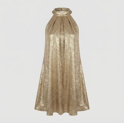 Halter Pleated Mini Dress
