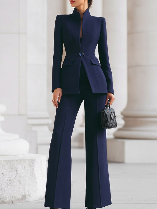 High Neck Blazer and Pants Set