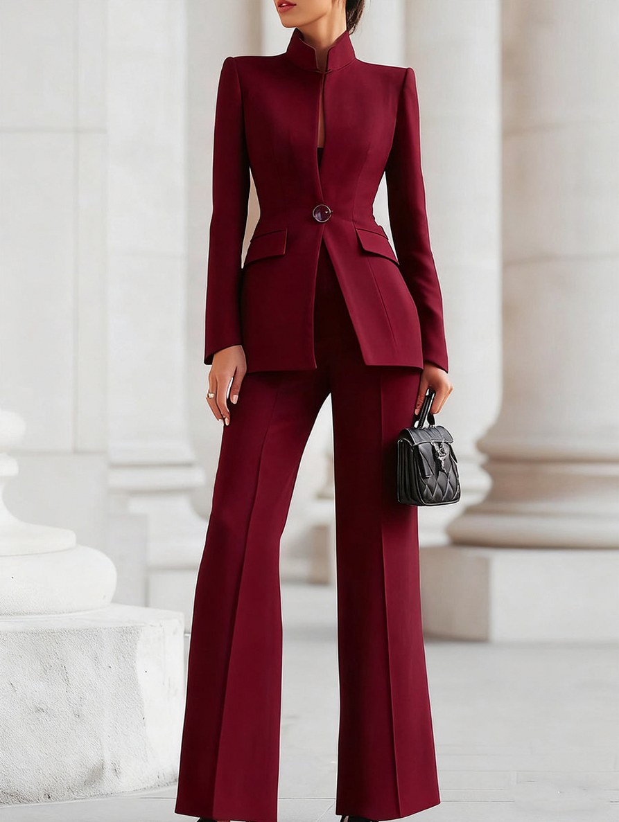 High Neck Blazer and Pants Set