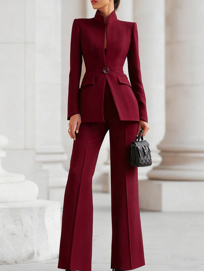 High Neck Blazer and Pants Set