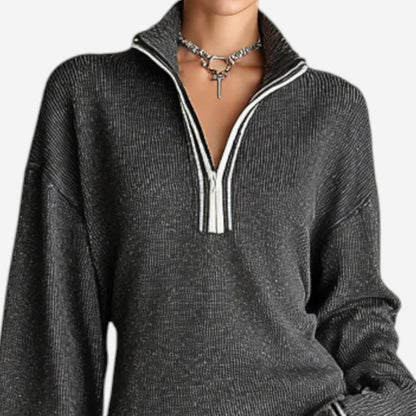 Knit Half Zip Mini Sweater Dress