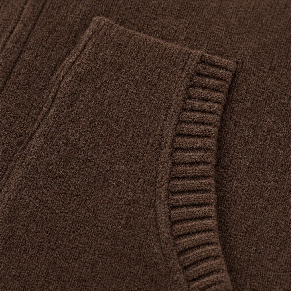 Knit Hooded Zip Up Cardigan