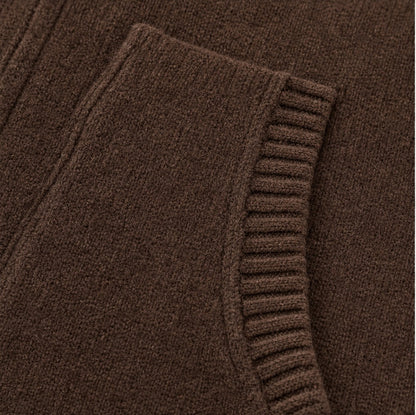 Knit Hooded Zip Up Cardigan