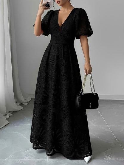 Lace Puff Sleeve Maxi Dress