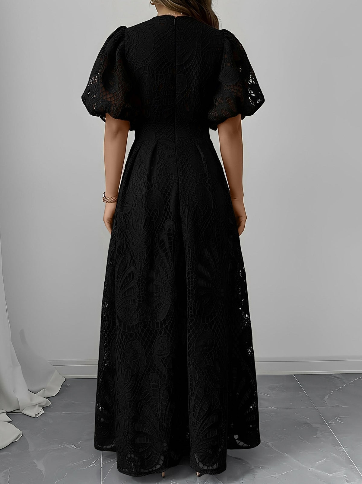 Lace Puff Sleeve Maxi Dress