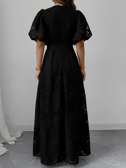 Lace Puff Sleeve Maxi Dress