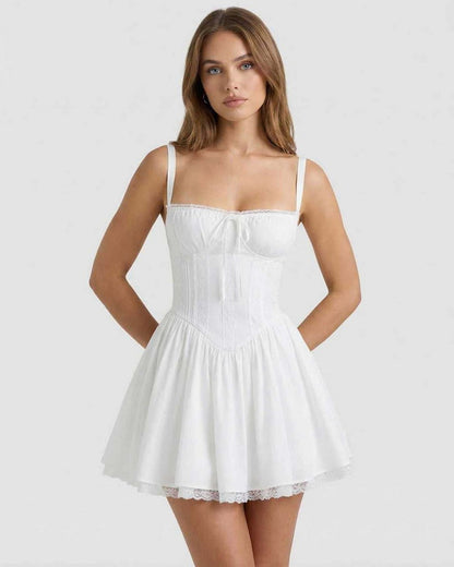 Lace Trim Corset Mini Dress