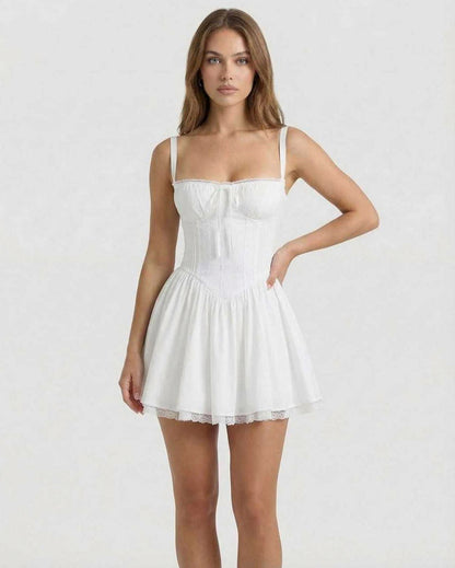 Lace Trim Corset Mini Dress