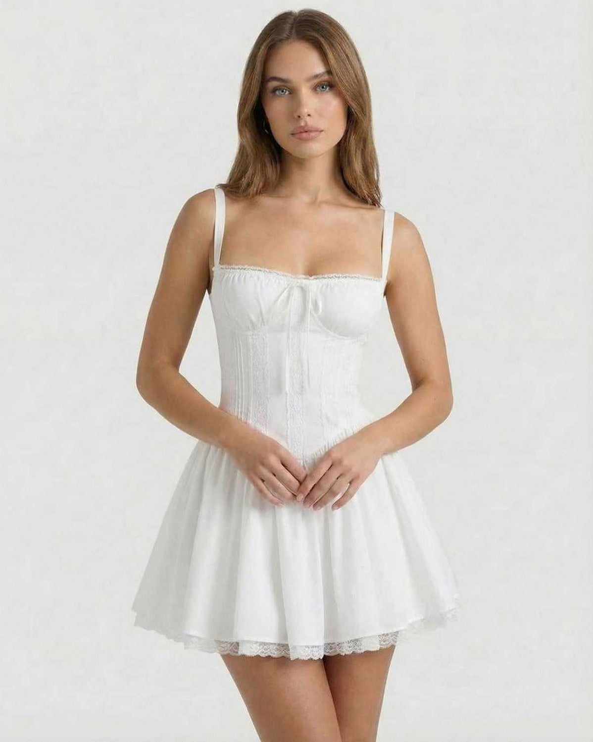 Lace Trim Corset Mini Dress
