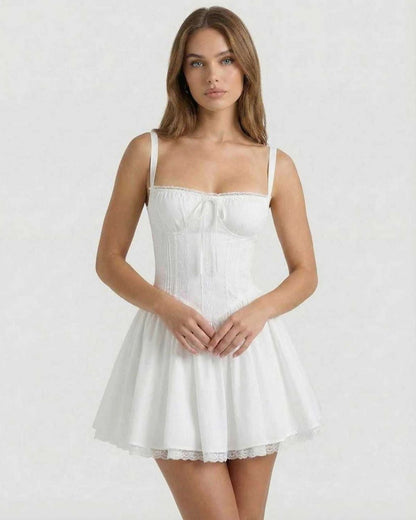 Lace Trim Corset Mini Dress