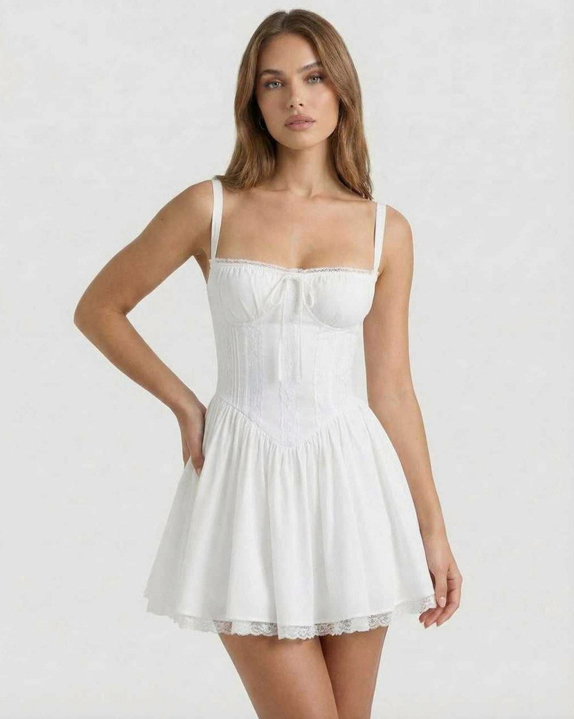 Lace Trim Corset Mini Dress