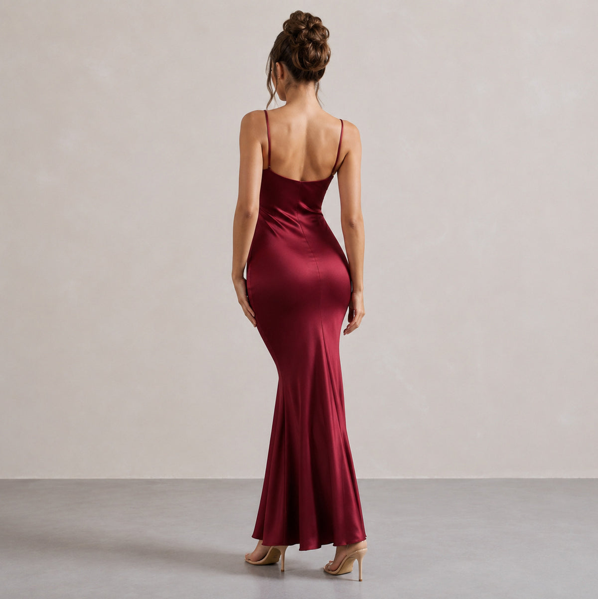 Lace Trim Satin Slip Midi Dress