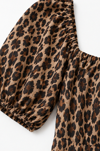 Leopard Print Square Neck Maxi Dress