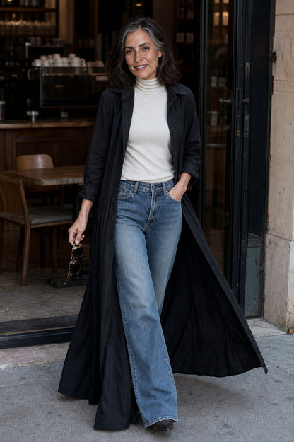 Long Sleeve Belted Maxi Shirt Dress