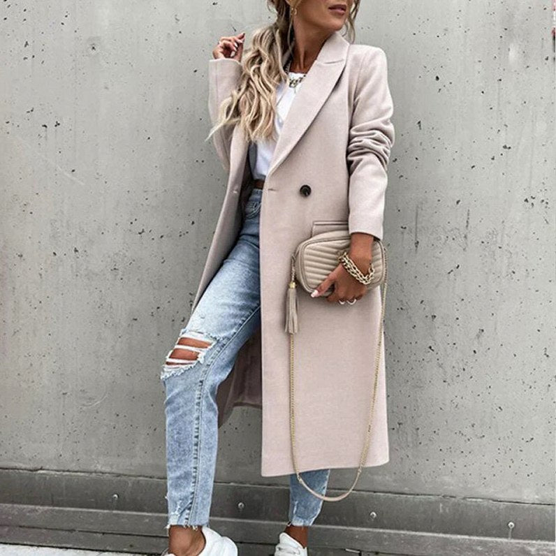 Long Sleeve Double Breasted Trench Coat
