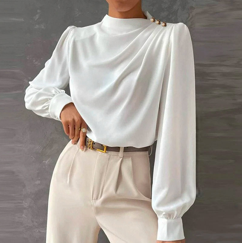 Long Sleeve Mock Neck Blouse