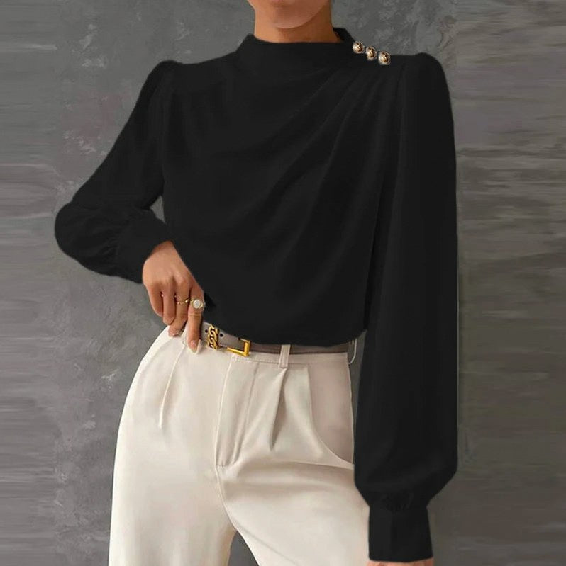 Long Sleeve Mock Neck Blouse