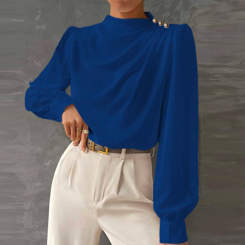 Long Sleeve Mock Neck Blouse