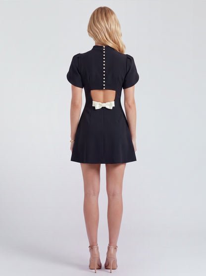 Mock Neck Tulip Sleeve Mini Dress