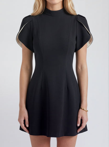 Mock Neck Tulip Sleeve Mini Dress