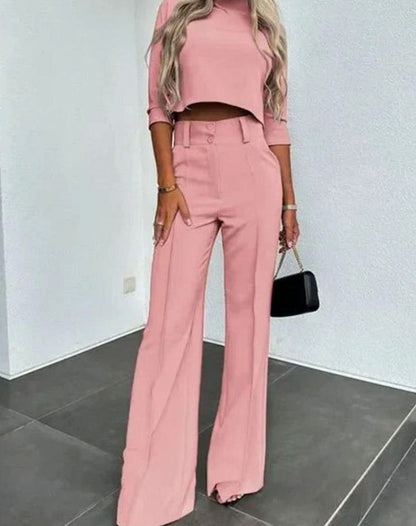 Mock Neck Wide Leg Matching Set
