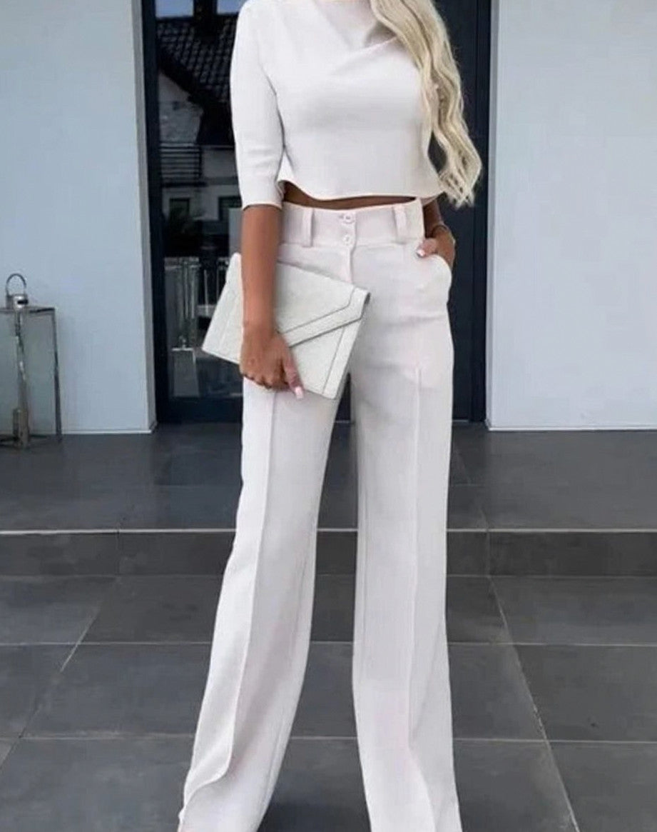Mock Neck Wide Leg Matching Set