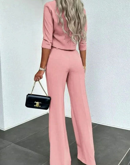 Mock Neck Wide Leg Matching Set