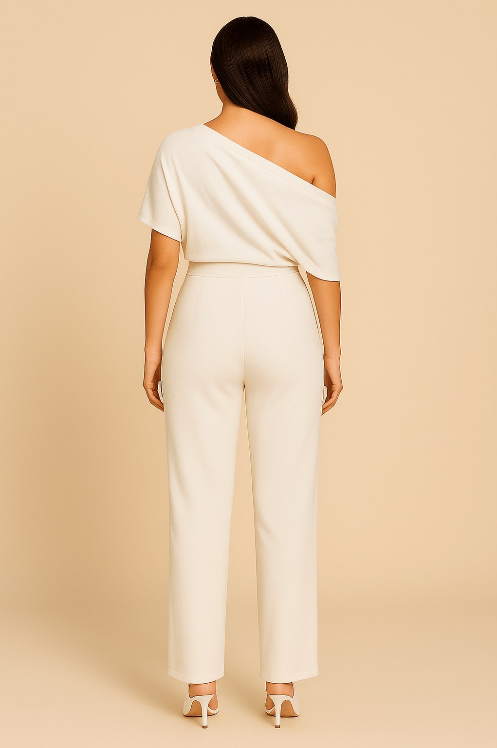 Off Shoulder Draped Wide Leg Jumpsuit
