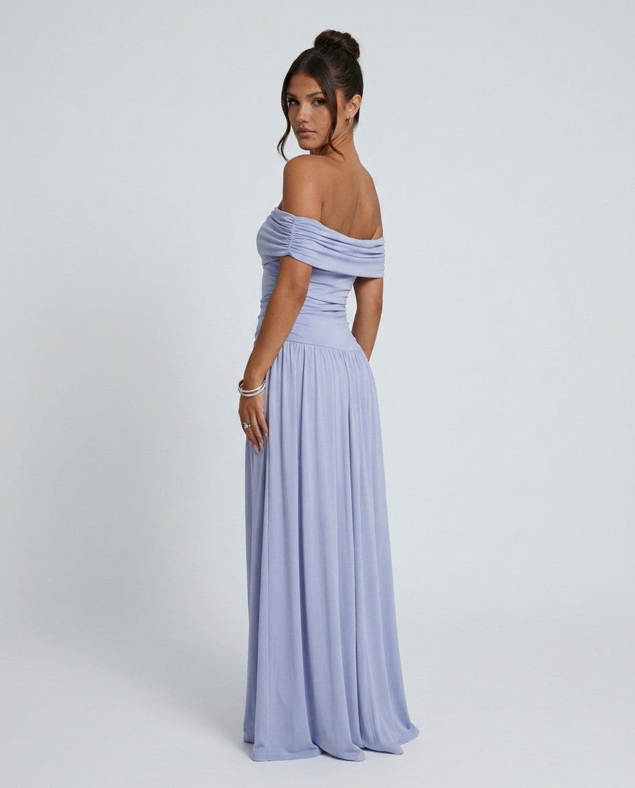 Off Shoulder Drop Waist Maxi Dress