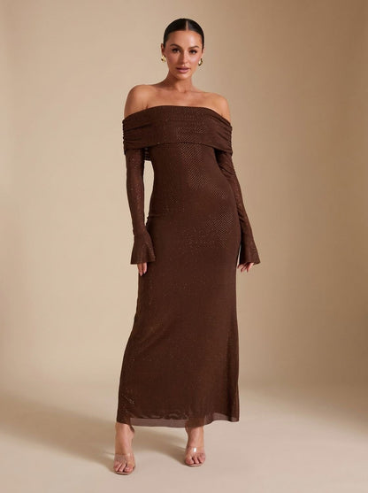 Long Sleeve Off Shoulder Maxi Dress