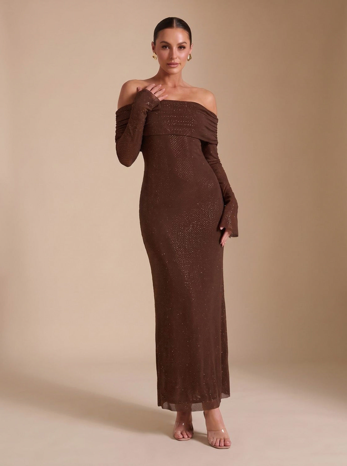 Long Sleeve Off Shoulder Maxi Dress