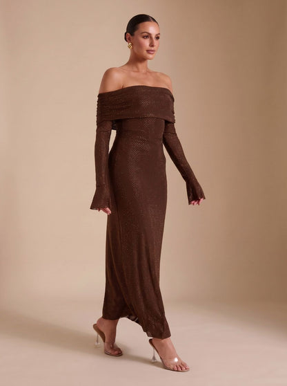 Long Sleeve Off Shoulder Maxi Dress